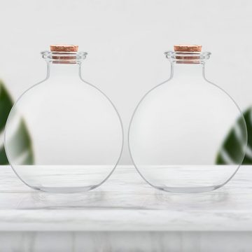 Belle Vous Flachmann Glasflaschen mit Korken in kugelförmigem Design, Kugelförmige Glasflaschen mit Korken