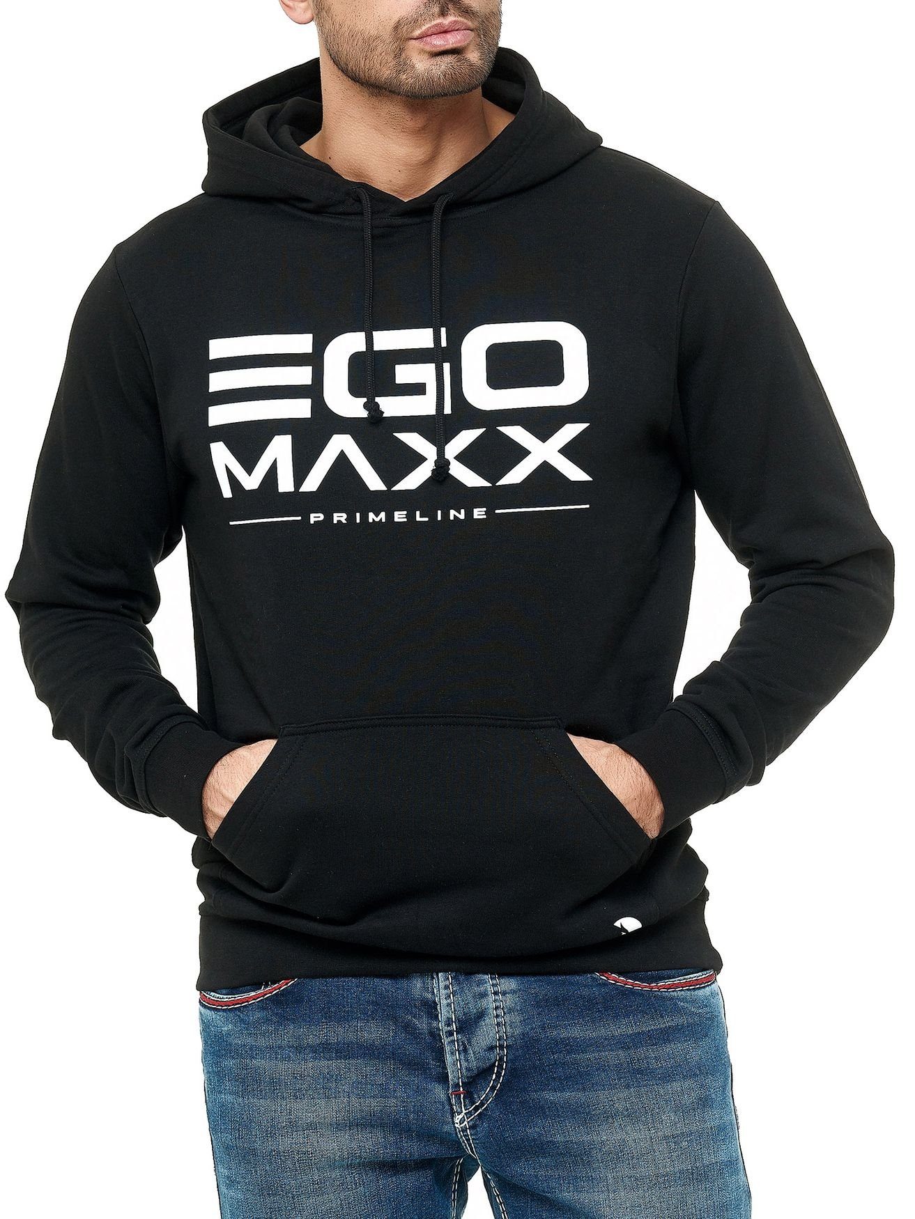 Egomaxx Hoodie Kapuzenpullover Sweater EGO in Sweatjacke Schwarz Design Hoodie 3042 (1-tlg)