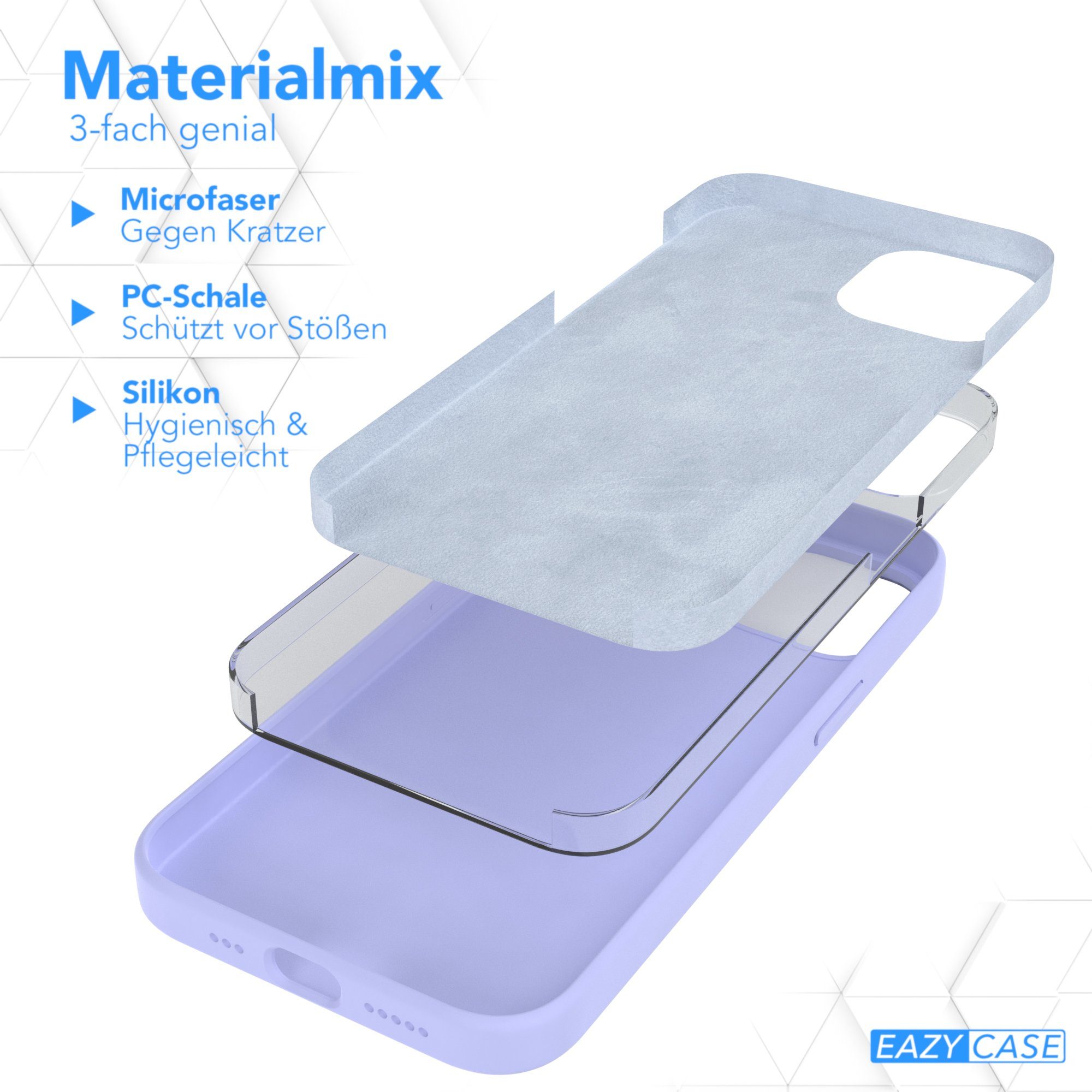 EAZY CASE Handyhülle Premium Silikon Case für Apple iPhone 14 6,1 Zoll, Handytasche aus Silikon Slimcover stoßfest Violett / Lila Lavendel – Bild 5 von 5