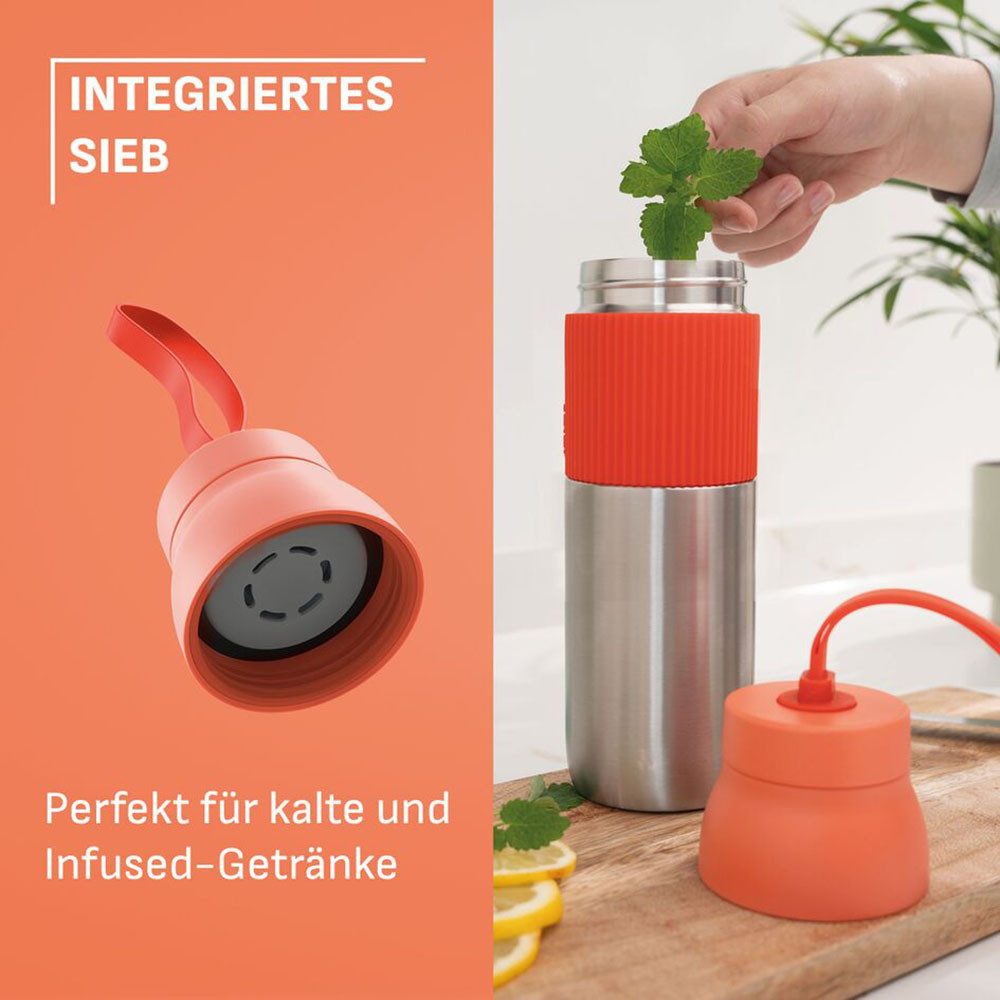 Emsa Isolierflasche beYou Twist, mit integriertem Sieb und Trageband, 100% dicht, spülmaschinengeeignet
