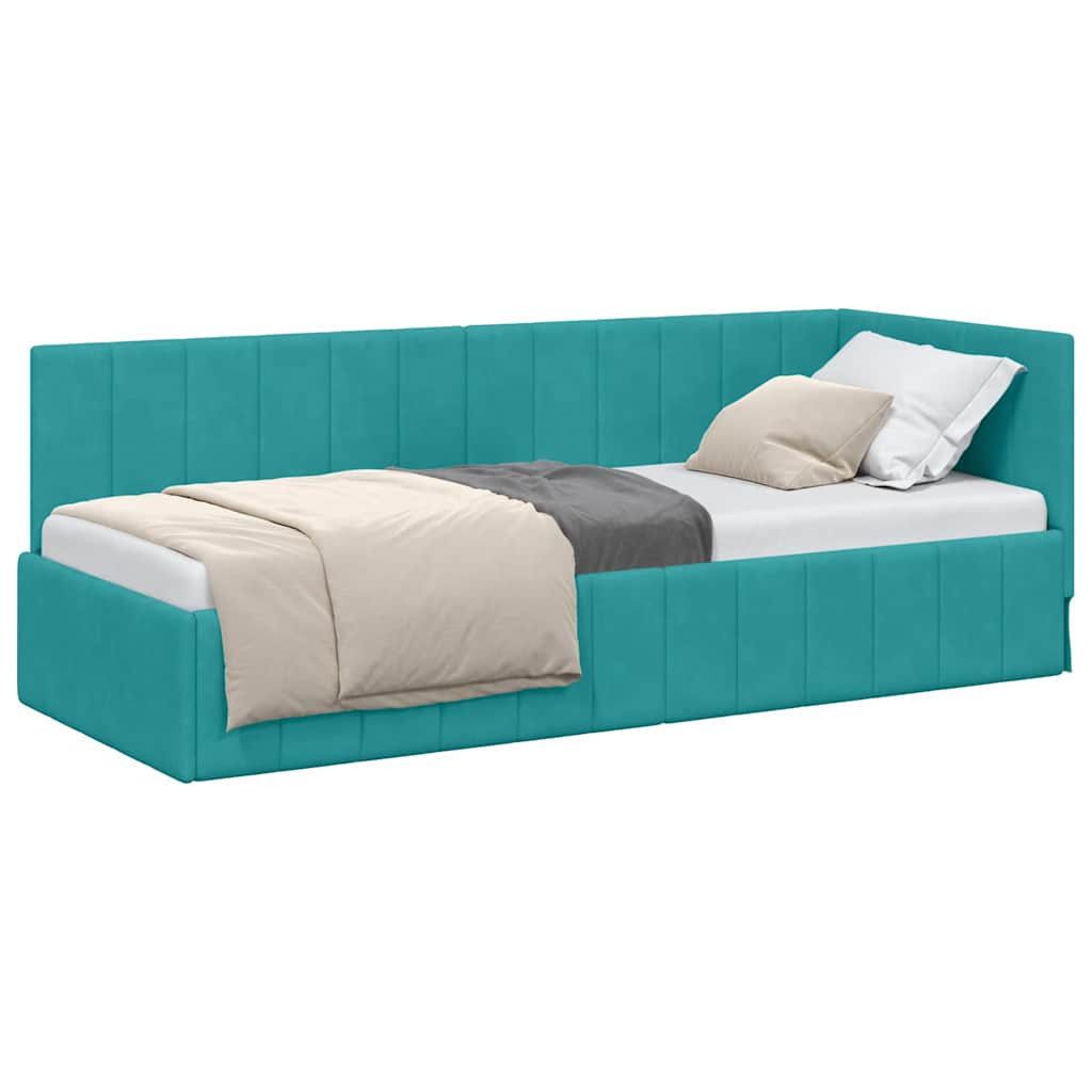 vidaXL Bett Eckbettgestell mit Kopfteil Türkis günstig online kaufen