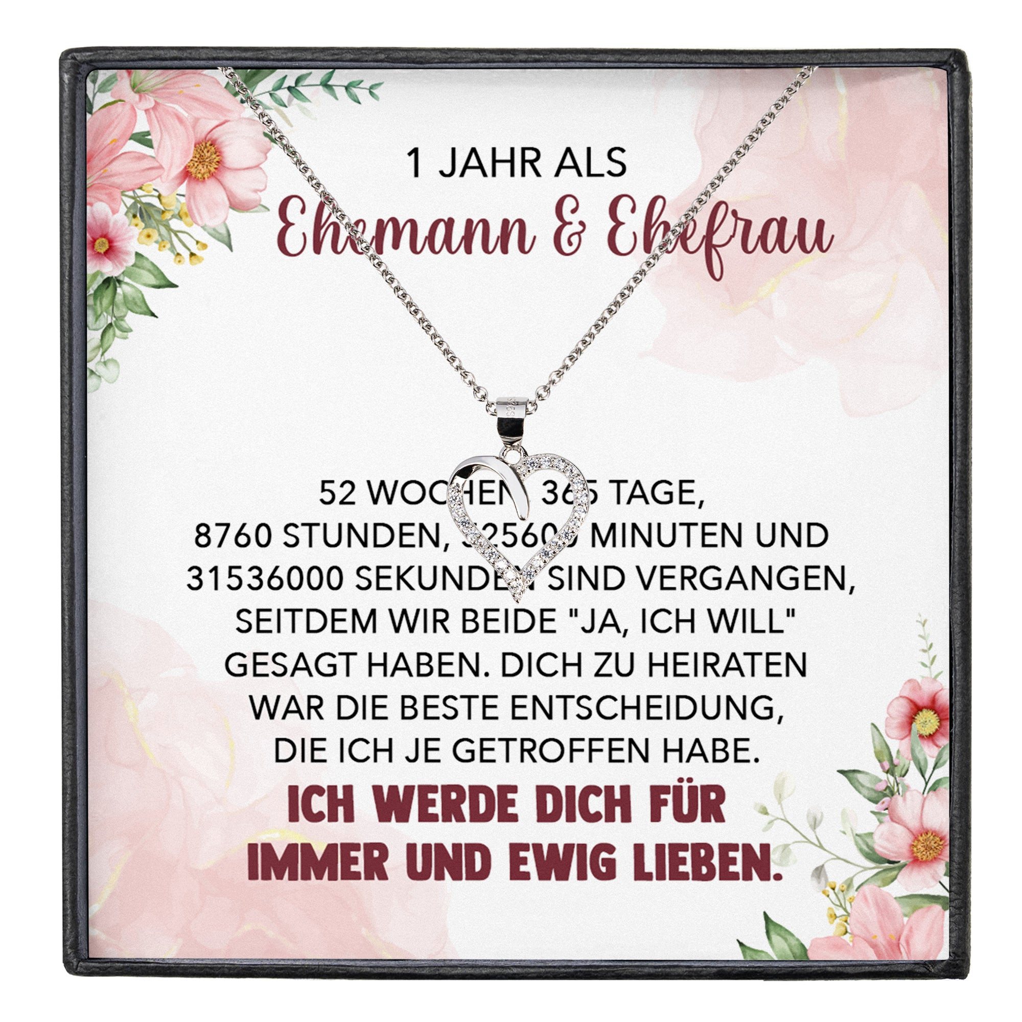 Valentinstagsgeschenk 22Feels Schmuckset Zum 1. Hochzeitstag Geschenk Ehefrau Ich Liebe Dich Herz Kette Damen (inkl. Geschenktasche, Karte, Poliertuch