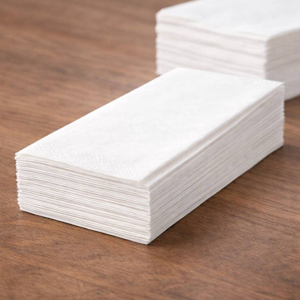 PACKEO Papierserviette 1/8-Falz 33×33 cm, 2-lagig, Weiß, Gastronomie Servietten, (200 St)