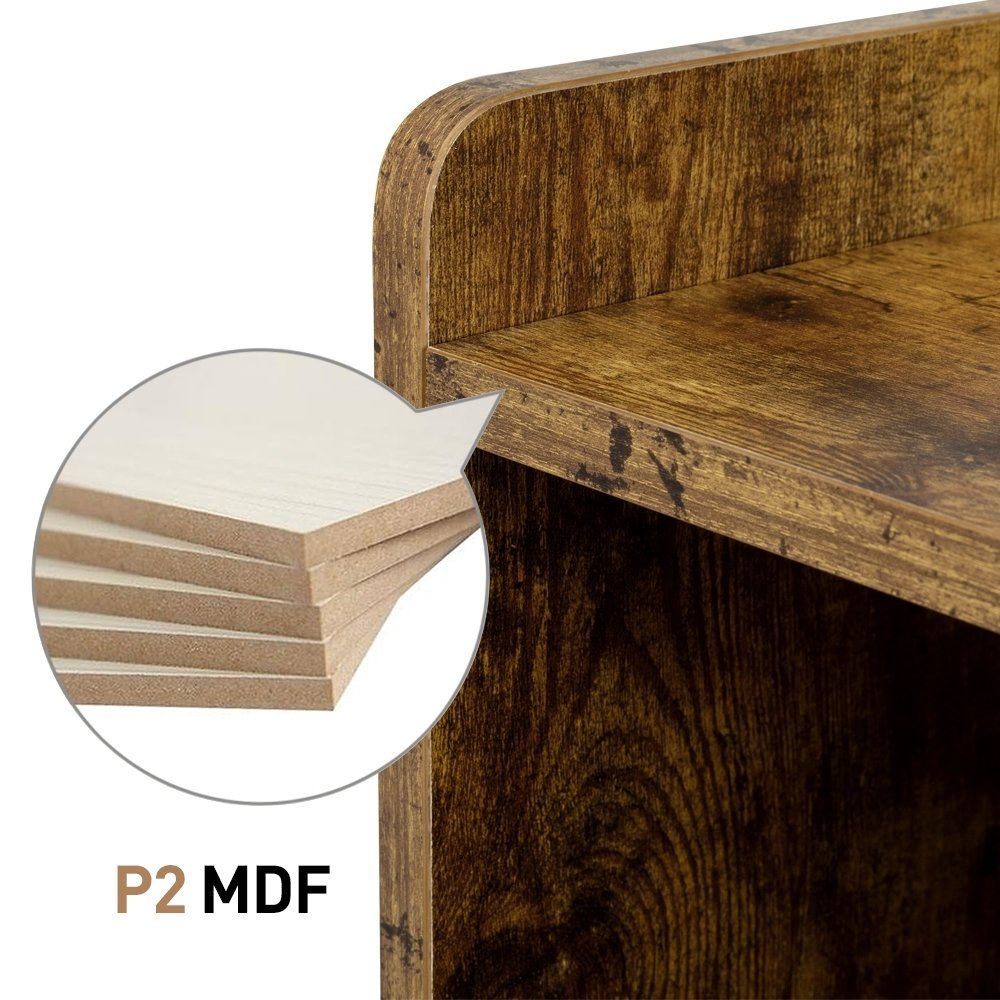 Yaheetech Nachttisch, Retro Nachtschrank mit 2 Ablagen, stapelbar