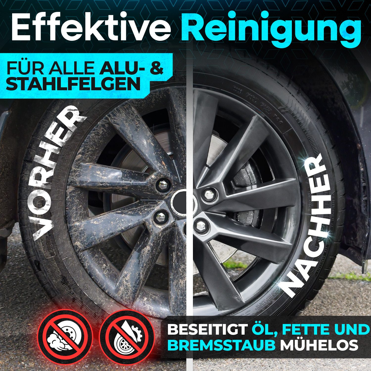 Loco Bird Felgenbürste Mikrofaser Auto - schonende Reinigung für alle Autofelgen, (1-tlg), - Car Wash Set, Auto Bürste, Microfaser Felgen Bürste Alufelgen