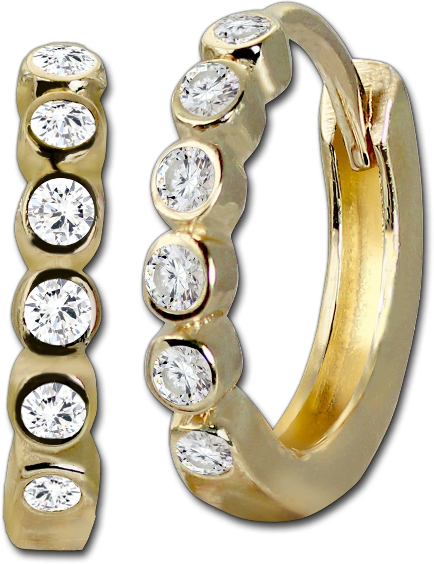 GoldDream Paar Creolen GoldDream Damenschmuck Gold Ohrringe CZ (Creole), Damen Creolen Echtgold, 333er Gelbgold, gold, weiß, Zirkonia
