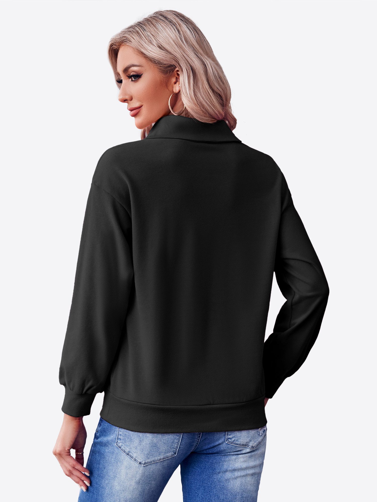 Imily Bela Sweatshirt Damen-Sweatshirt mit Rollkragen und Reißverschluss (P günstig online kaufen