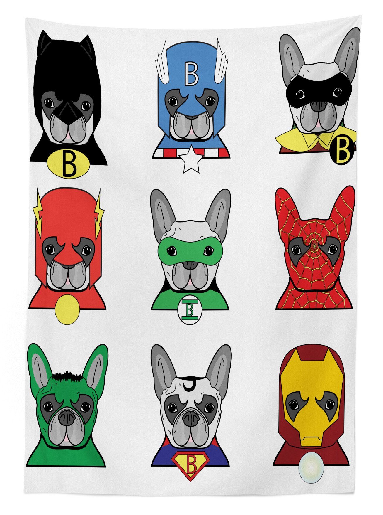 Abakuhaus Art Für Außen Farben, Waschbar Tischdecke Hunde Bereich Klare Cartoon den geeignet Bulldog Farbfest