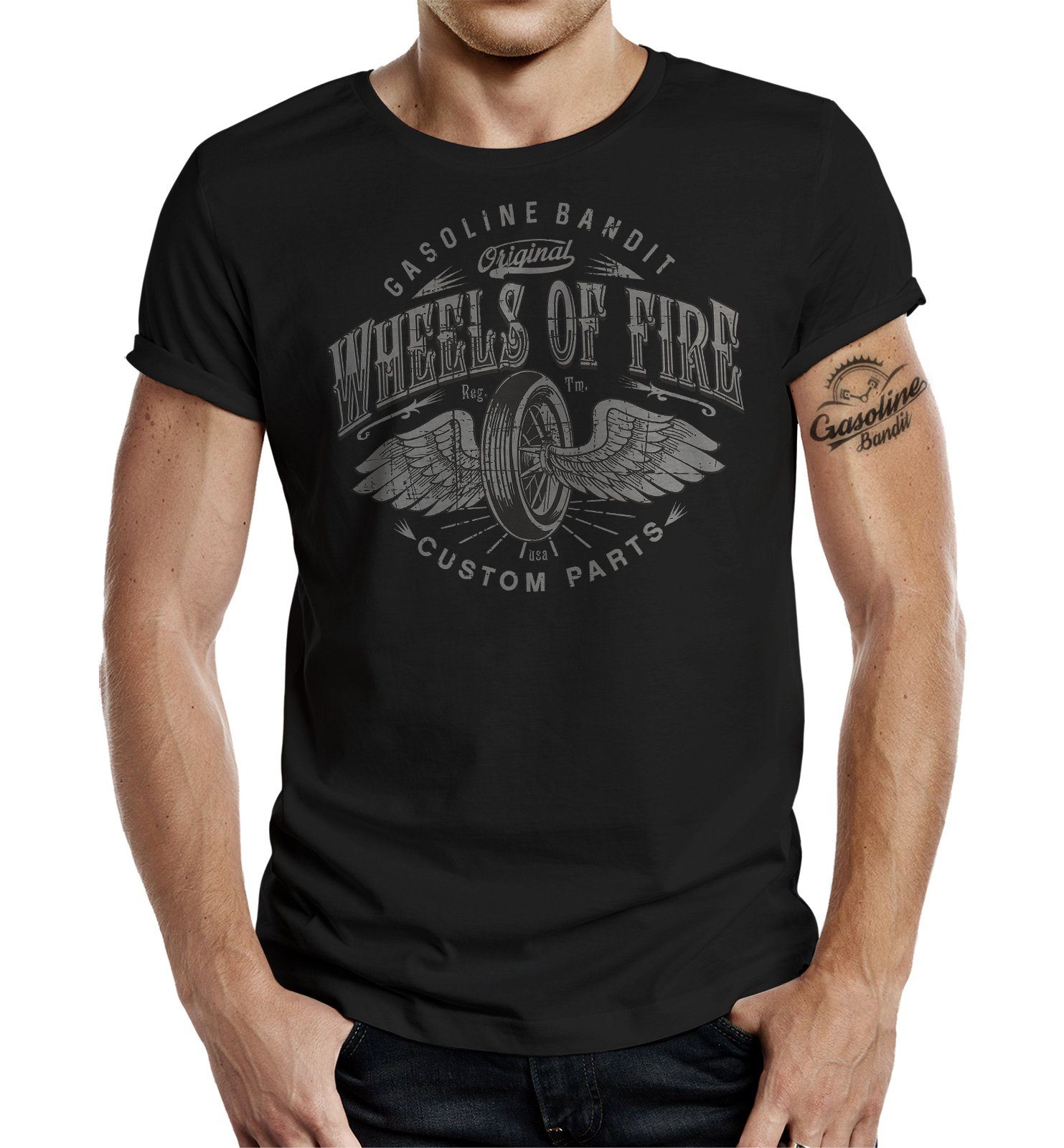 Wheels fire Racer: T-Shirt und on für Biker GASOLINE BANDIT®