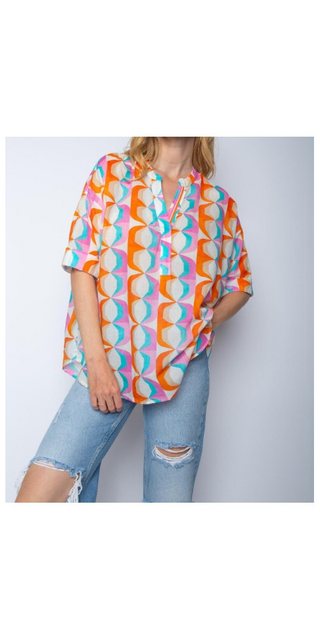 Emily Van Den Bergh Hemdbluse Bluse EMILY VAN DEN BERGH orange rosa türkis günstig online kaufen