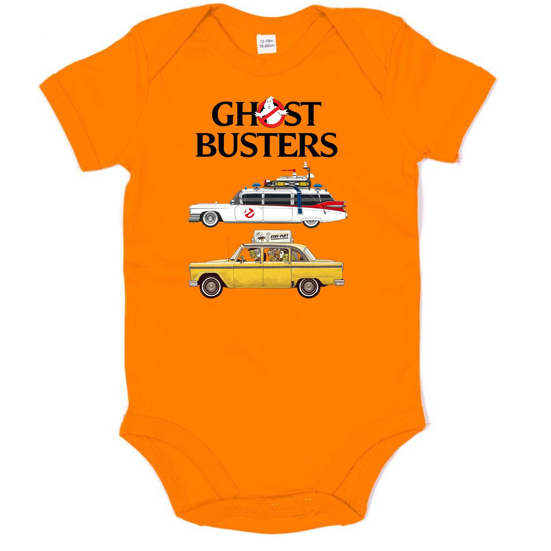 Blondie & Brownie Strampler Kinder Baby Ghostbusters Cars Auto Geisterjäger Geister Film Ghost Orange
