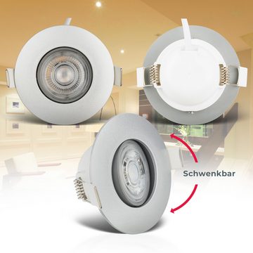 B.K.Licht LED Einbauleuchte LED Bad Einbauleuchten IP65 6er-Set Schwenkbar, LED fest integriert, Warmweiß, Kunststoff Chrom inkl. 6 x LED-Platine 4,9W 480Lm 3.000K