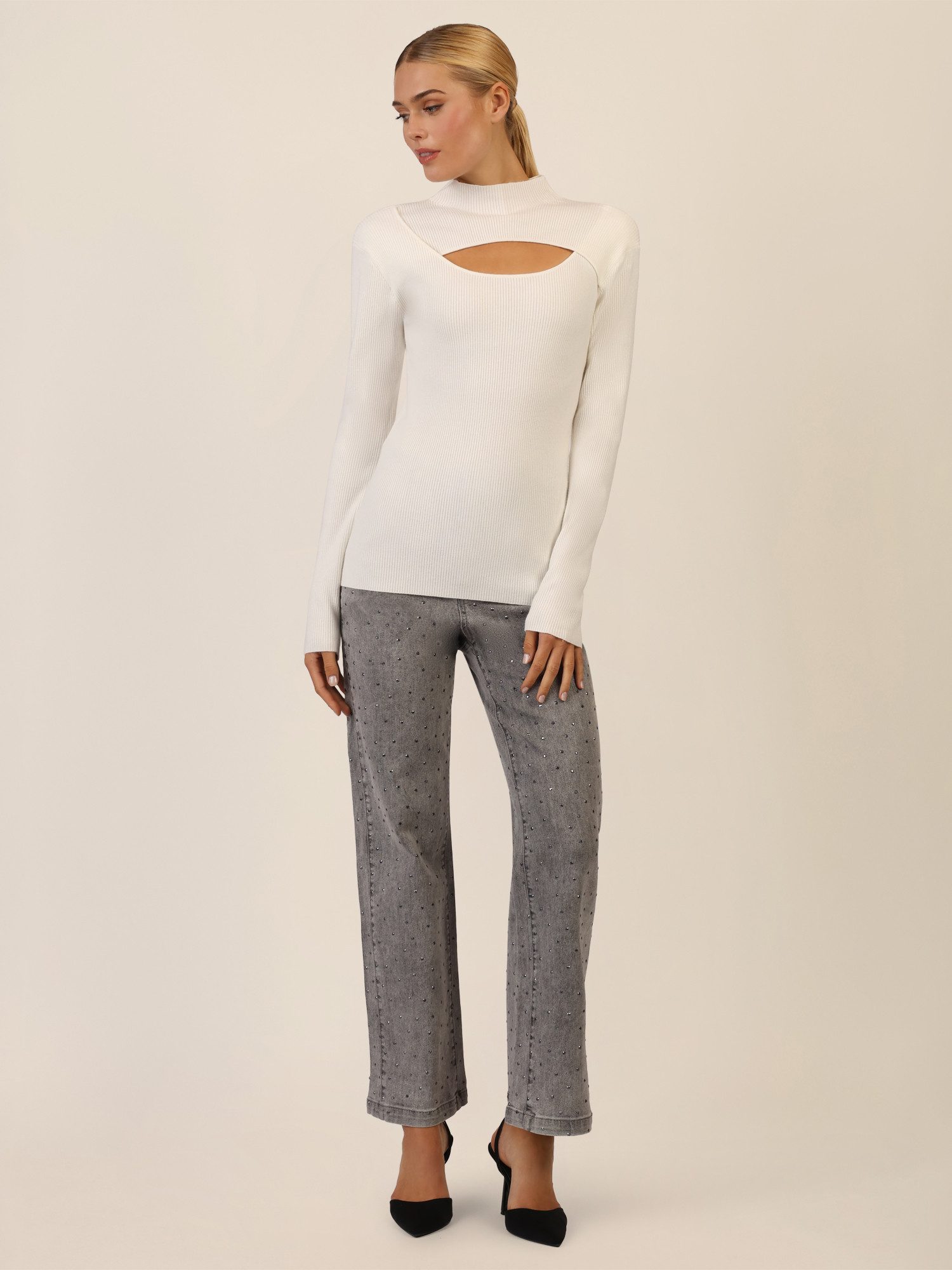 Apart Stehkragenpullover mit Cut-out-Detail günstig online kaufen