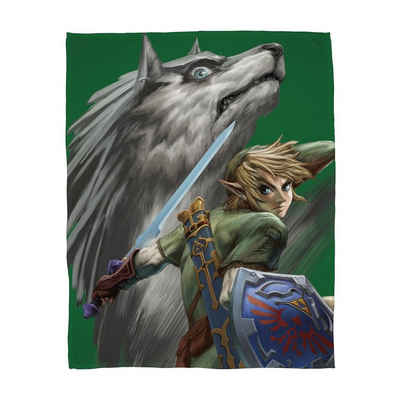 Kinderdecke Super flauschige Zelda Kuscheldecke "Wolf-Link" extra Groß 160x200 cm, Familando, mit Link und Wolf-Link