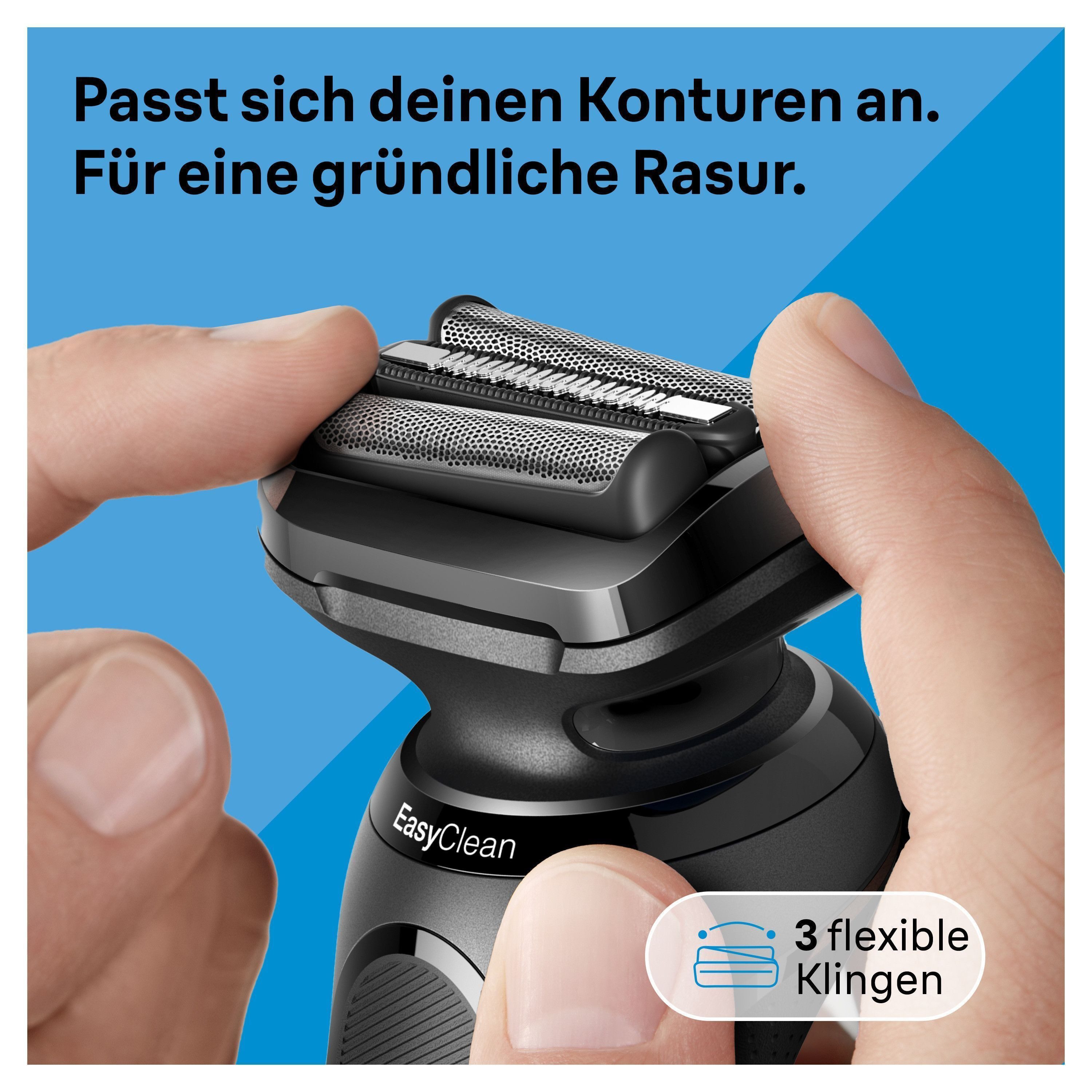 Braun Elektrorasierer Series 5 52-N7200cc, Reinigungsstation, Nass- &Trockenrasur, Turbo- & Standard-Modus, mit Reinigungsstation