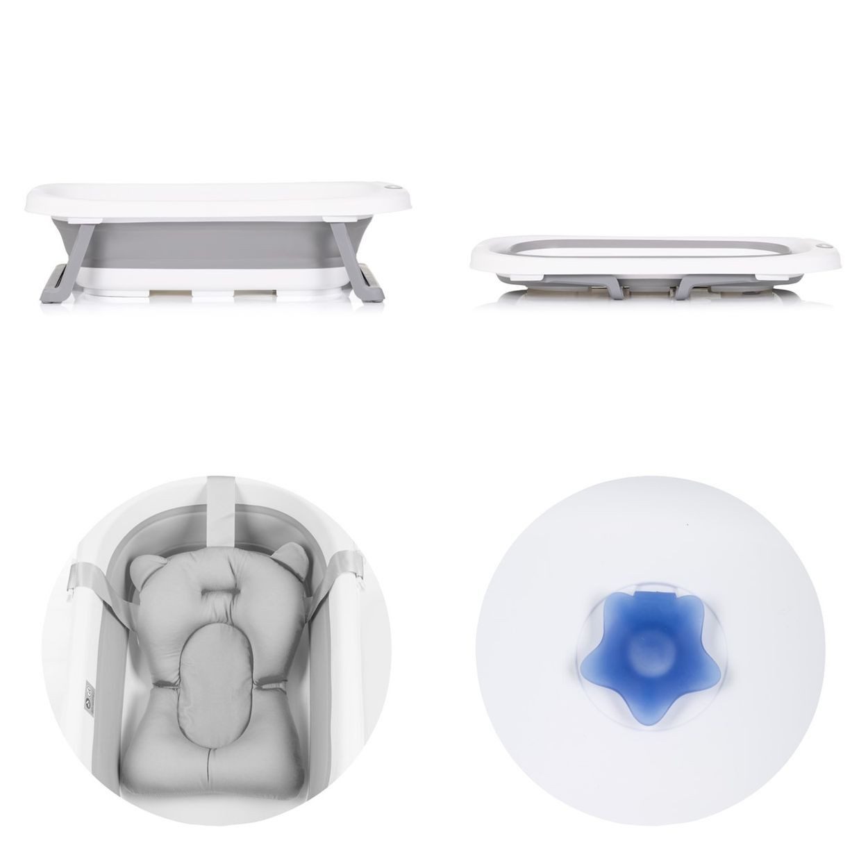 Chipolino Babybadewanne Isla 80 cm, mit Badekissen, faltbar, integrierter Wasserablauf, ab Geburt geeignet – Bild 5 von 5