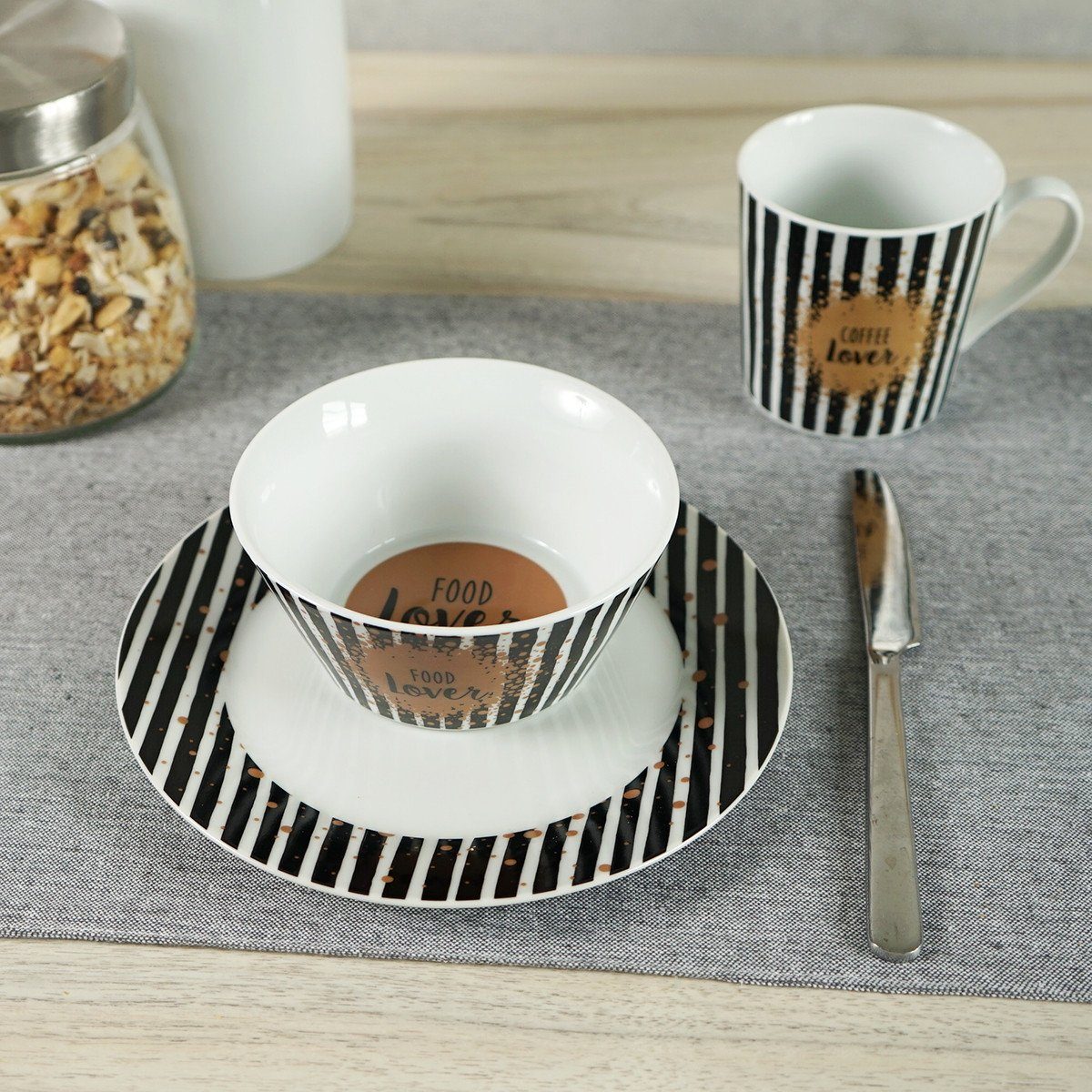 Geda Labels GmbH Frühstücksteller Home Time food lover, (1 St), Weiß, 20,5 cm, spülmaschinengeeignet