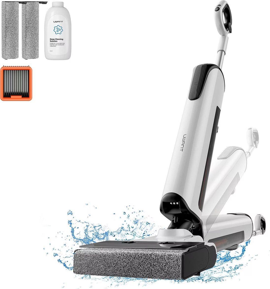 UWANT Stielstaubsauger D700 Nass und Trockensauger, intelligente Fleckerkennung,58 Dezibel, Wassertanktyp, 180° flaches Design,2mm Kantenreinigung,Stecksockel,20KPa Saugleistung