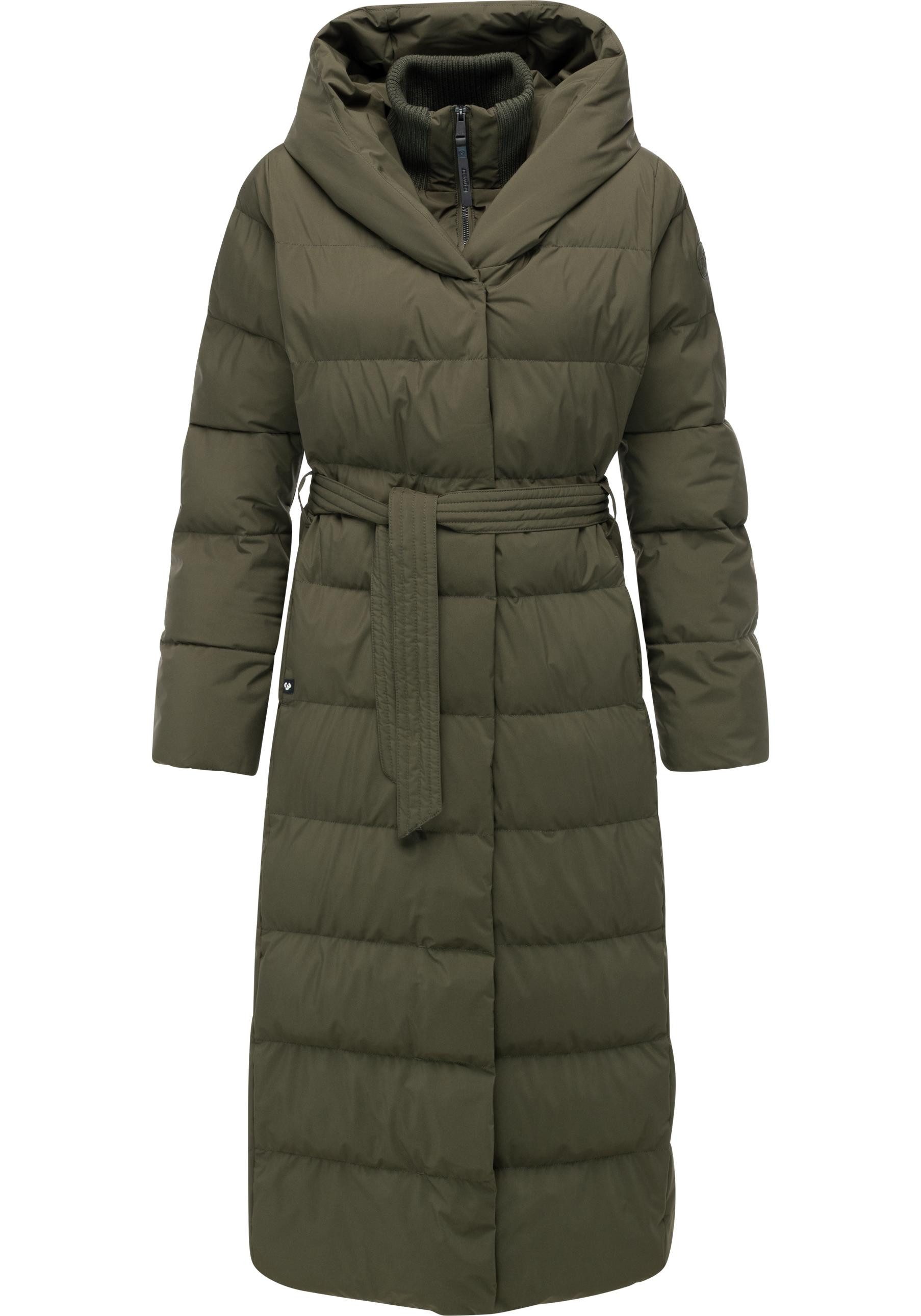 Ragwear Steppmantel Niani Long Langer warmer Wintermantel mit Bindegürtel günstig online kaufen