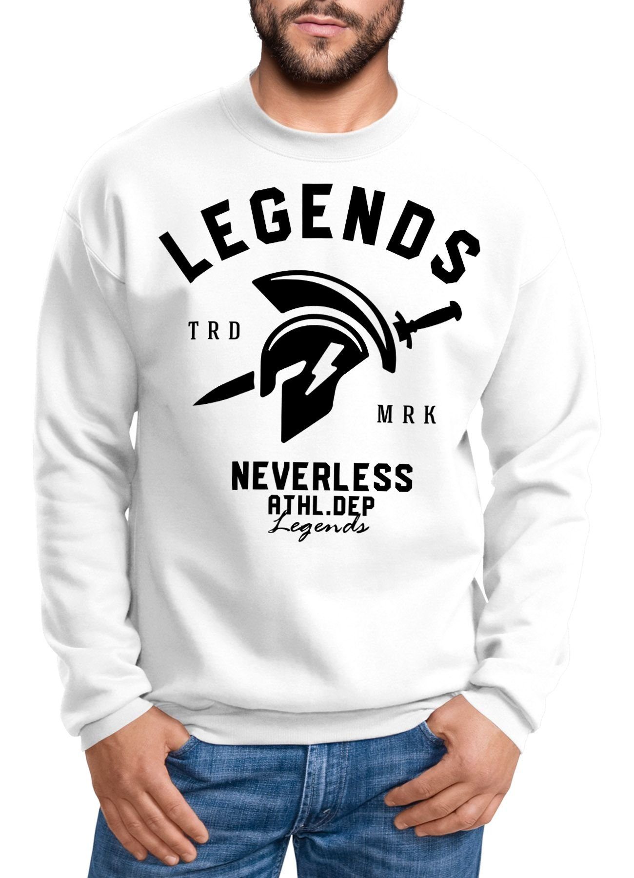 Neverless Sweatshirt Cooles Herren T-Shirt Legends Sparta Gladiator Gym Athletics Sport Fitness Neverless® weiß