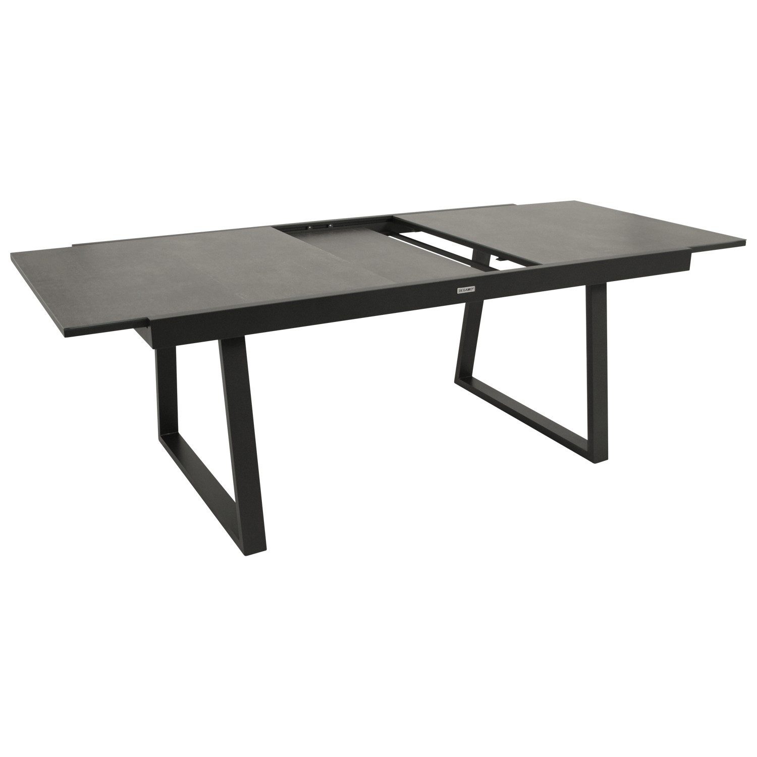 DEGAMO Gartentisch REIMS ausziehbar, 180/240x100cm, Aluminium anthrazit, Glas Keramtikoptik grau