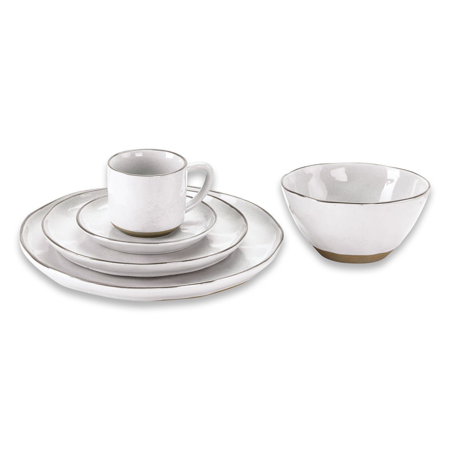Mirabeau Geschirr-Set Geschirr 30er Set Biarré weiß, Steinzeug
