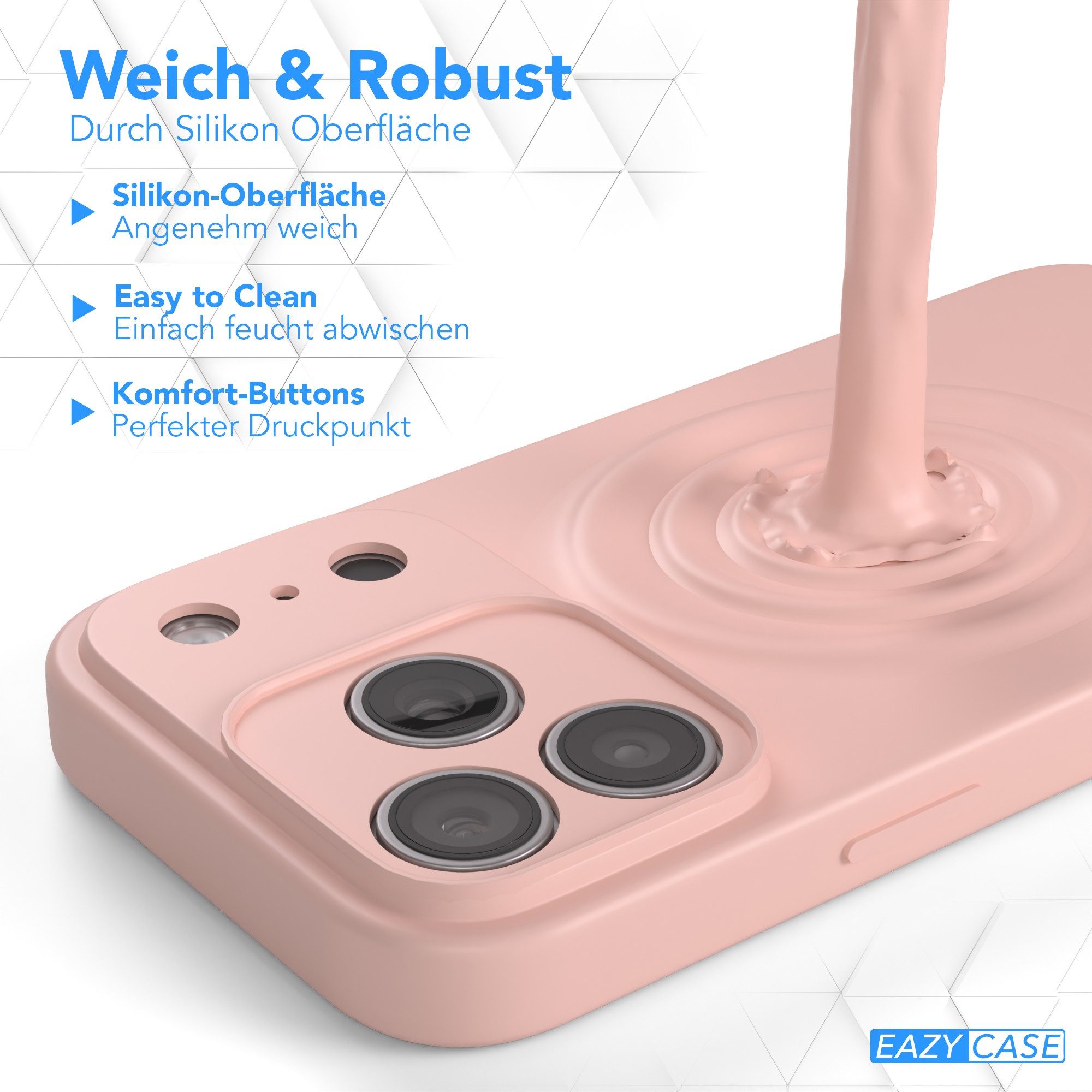 EAZY CASE Handyhülle für Apple iPhone 17 Pro Hülle Silikon 6,3 Zoll, Hülle mit Kameraschutz Bumper Case Silikonschutzhülle Rosa / Altrosa – Bild 5 von 5