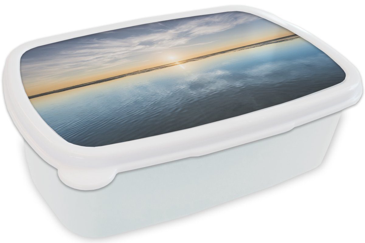 MuchoWow Lunchbox Meer - Wolken Sonne, und Jungs Brotbox für Kunststoff, Erwachsene, und Mädchen für Kinder Brotdose, weiß - (2-tlg)