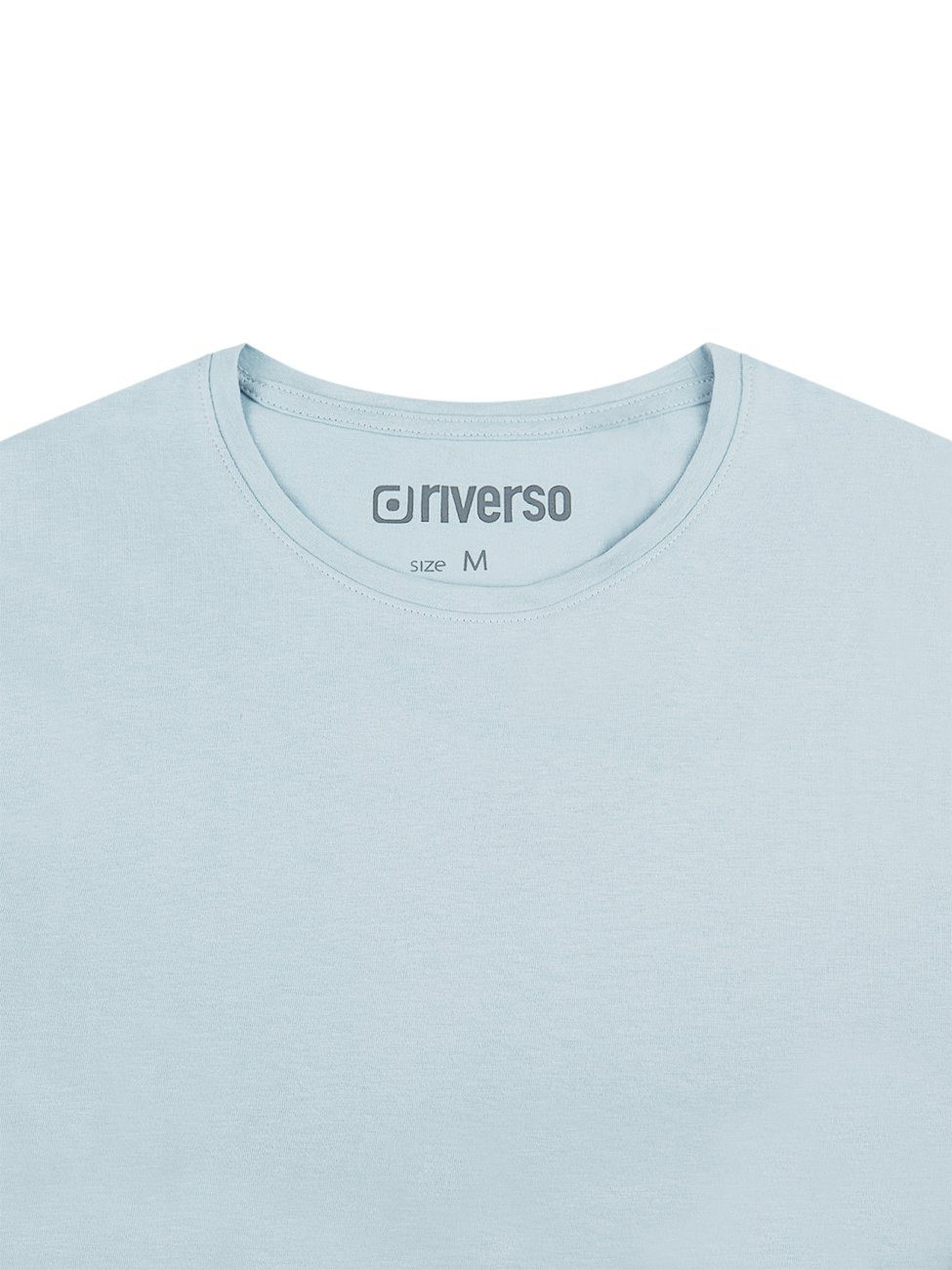 O-Neck Blue RIVAaron (19200) riverso 100% T-Shirt (1-tlg) Baumwolle aus Light