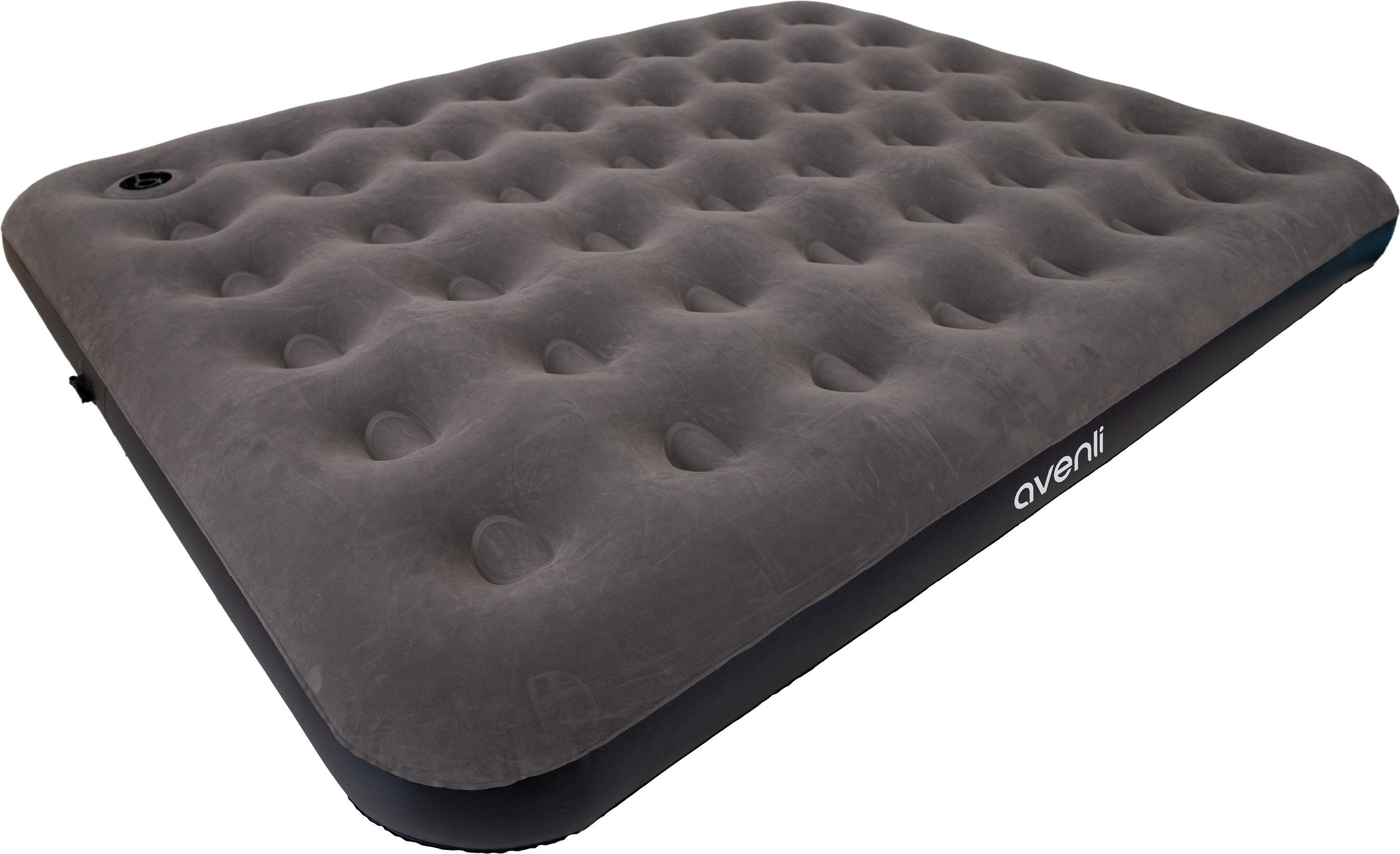 Avenli Luftmatratze Camping für 2 Personen mit Fußpumpe 203x152x22cm Queen-Size, (Luftbett einfach aufblasbar mit integrierter Luftpumpe, 1-St., für Indoor und Outdoor mit beflockter Oberfläche), Ideal als Reisebett oder Isomatte