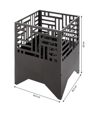 Dehner Feuerschale Granada, 62 x 45.4 x 45.5 cm, schwarz, tragbarer Feuerkorb aus pulverbeschichtetem Eisen