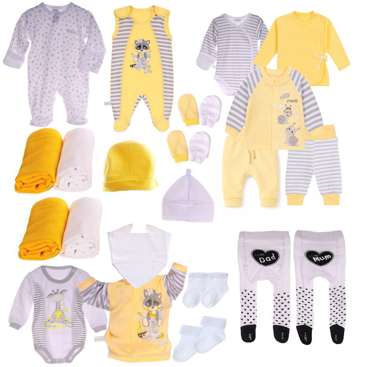 Erstausstattungspaket Baby Set 22 Teile Body Hose Strampler Strumpfhosen Shirt Socken