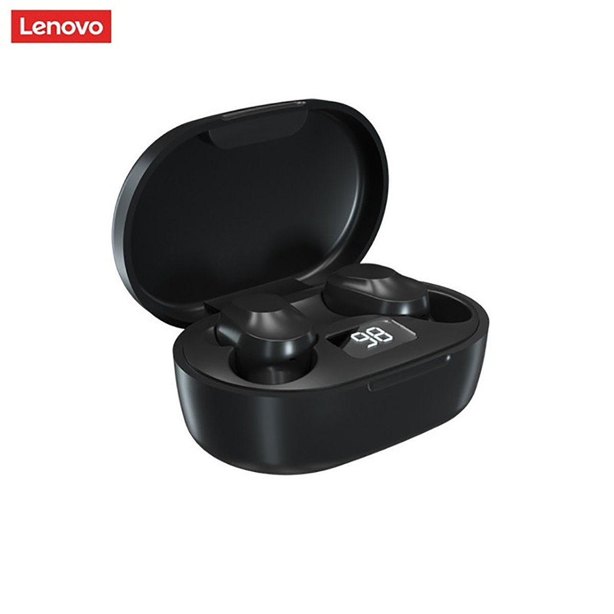 Lenovo XT91 mit Touch-Steuerung Bluetooth-Kopfhörer (True Wireless, Siri, Google Assistant, Bluetooth 5.0, kabellos, Stereo-Ohrhörer mit 300 mAh Kopfhörer-Ladehülle - Schwarz)