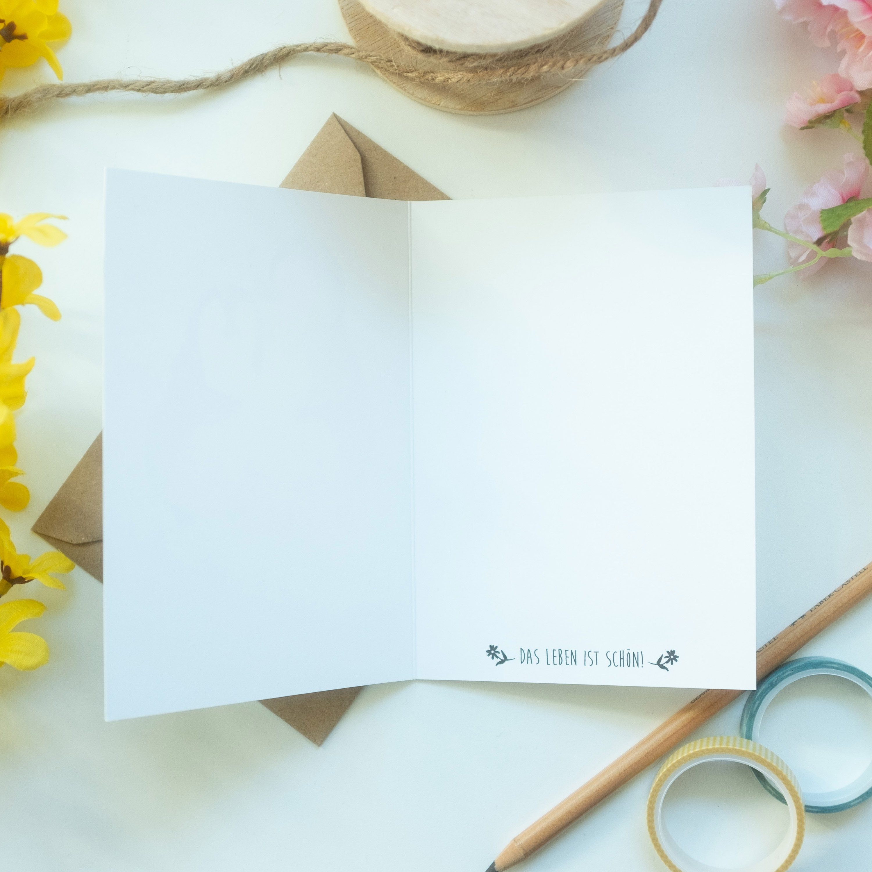 Mr. & Mrs. Panda Grußkarte Klappkarte, Weiß - Geschenk, - Modedesignerin Herz mit Glückwu Karte