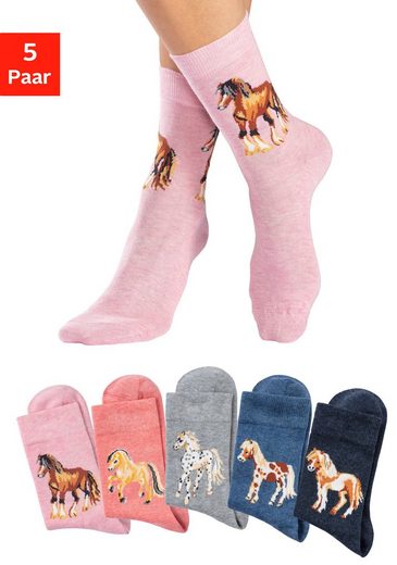 H.I.S Socken (5-Paar) Mit unterschiedlichen Pferdemotiven online kaufen