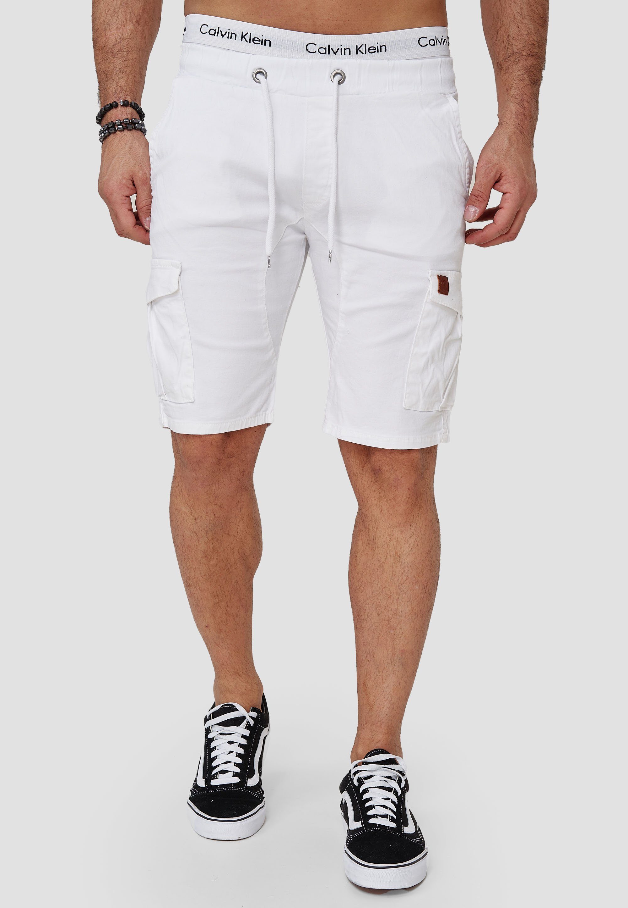 OneRedox Shorts SH-3362 (Kurze Hose Bermudas Sweatpants, 1-tlg., im modischem Design) Fitness Freizeit Casual Weiß