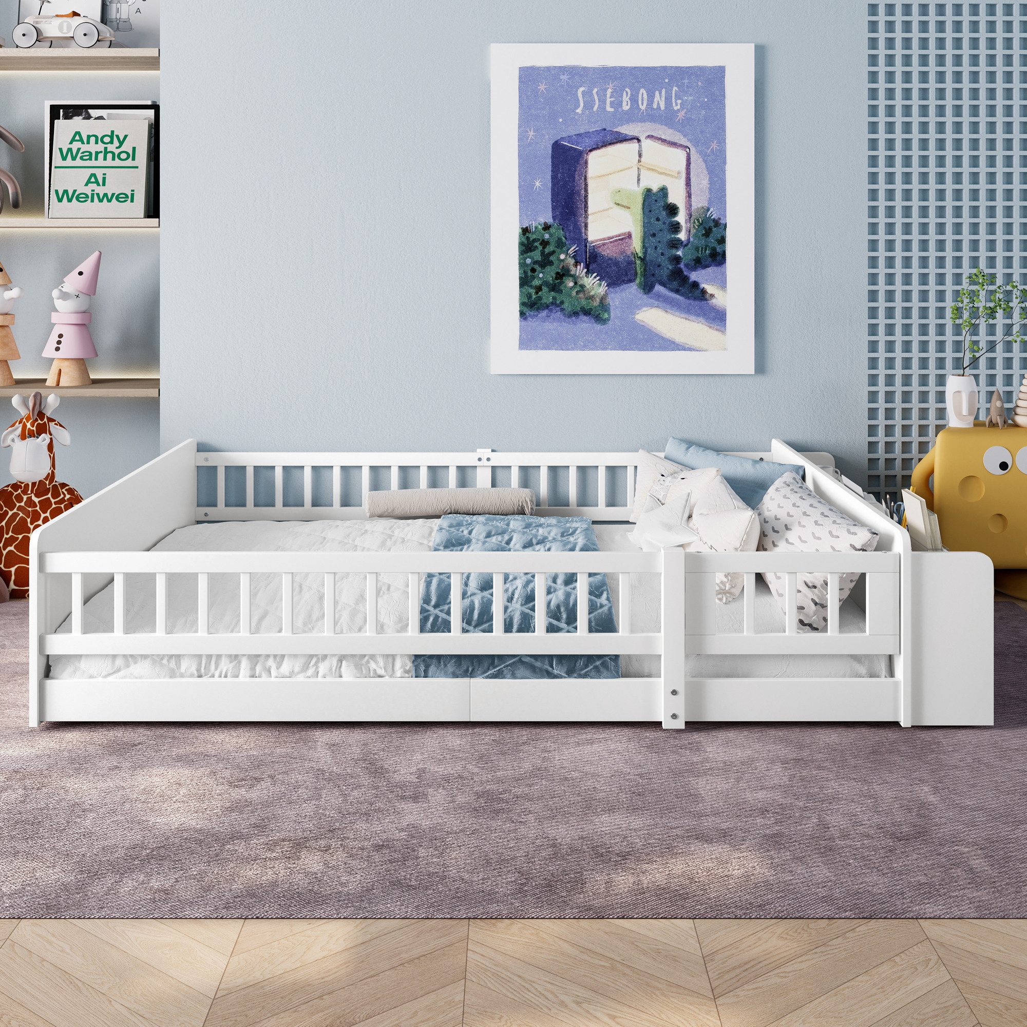 Flieks Kinderbett, Holzbett Bodenbett Doppelbett 140x190cm günstig online kaufen
