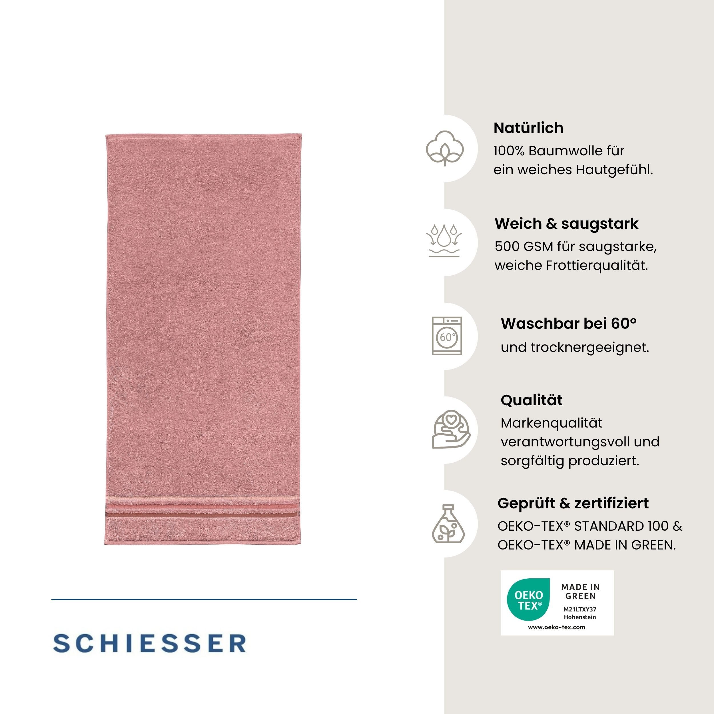 Schiesser Duschtücher Skyline Color aus 100 % Baumwolle mit eleganter Streifenbordüre, Frottier (Set, 2-St), OEKO-TEX® MADE IN GREEN – Bild 2 von 5