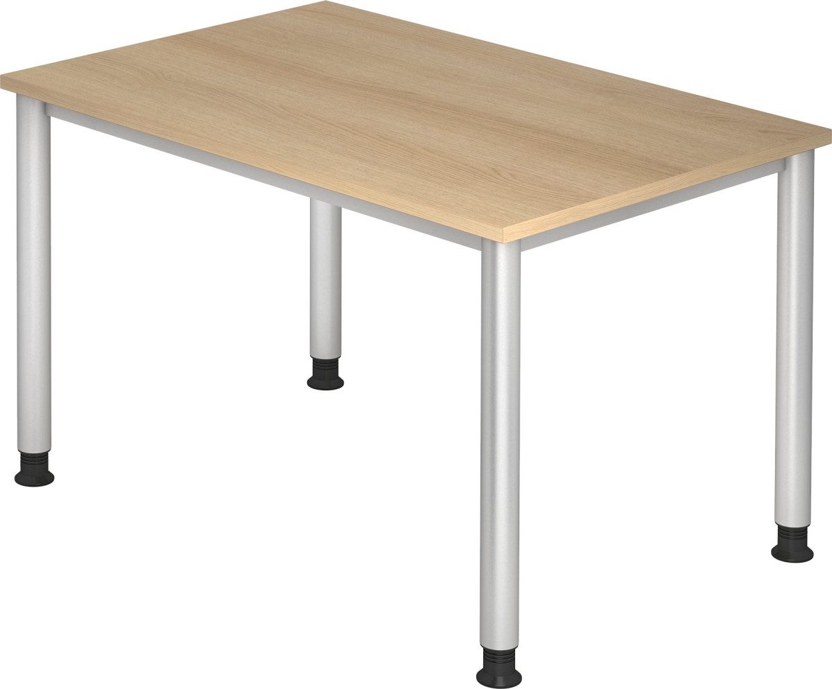 HAMMERBACHER Schreibtisch Schreibtisch 4-Fuß-rund 120x80cm Eiche/Silber