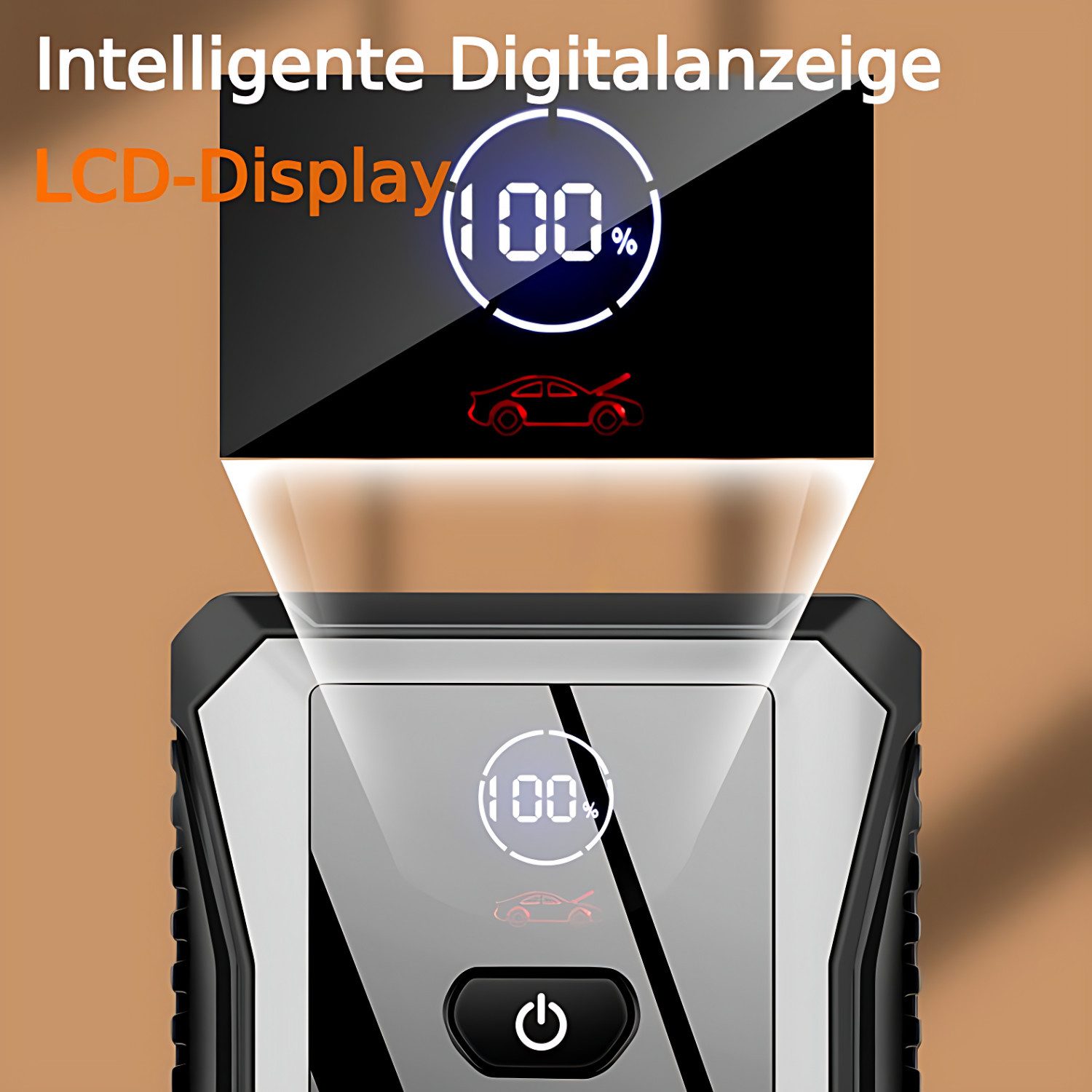 ibettertec Starthilfegerät, 28000 mAh Spitzenstrom Powerbank Starthilfegerät 28000 mAh, 800A Spitzstrom Tragbare Auto Starthilfe, 3-in-1-Powerbank mit 3 Leuchtmodi,8 Schutzfunktion, LCD-Display