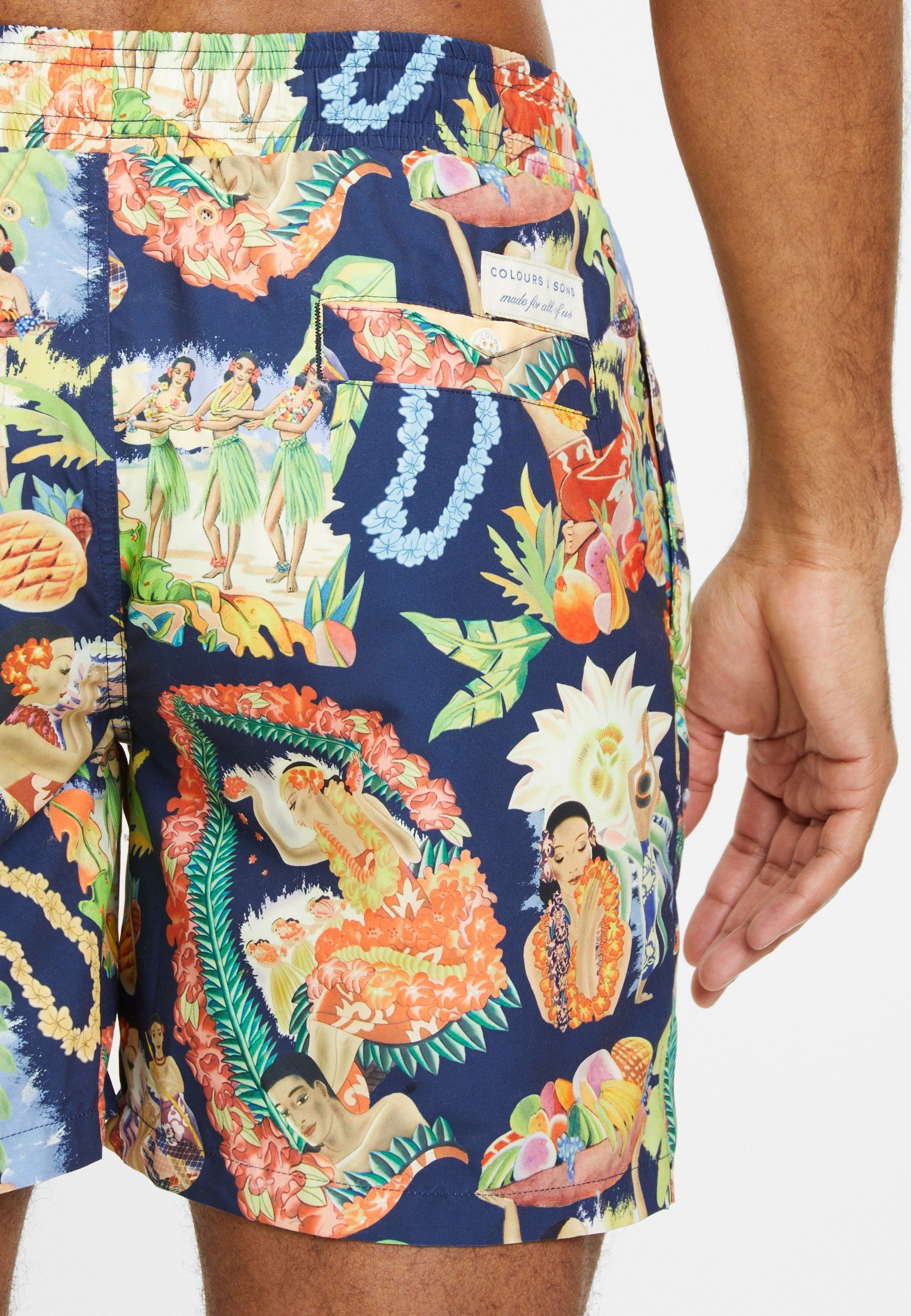 mit Badeshorts Design Hawaiian modernem & Badeshorts Girls colours sons