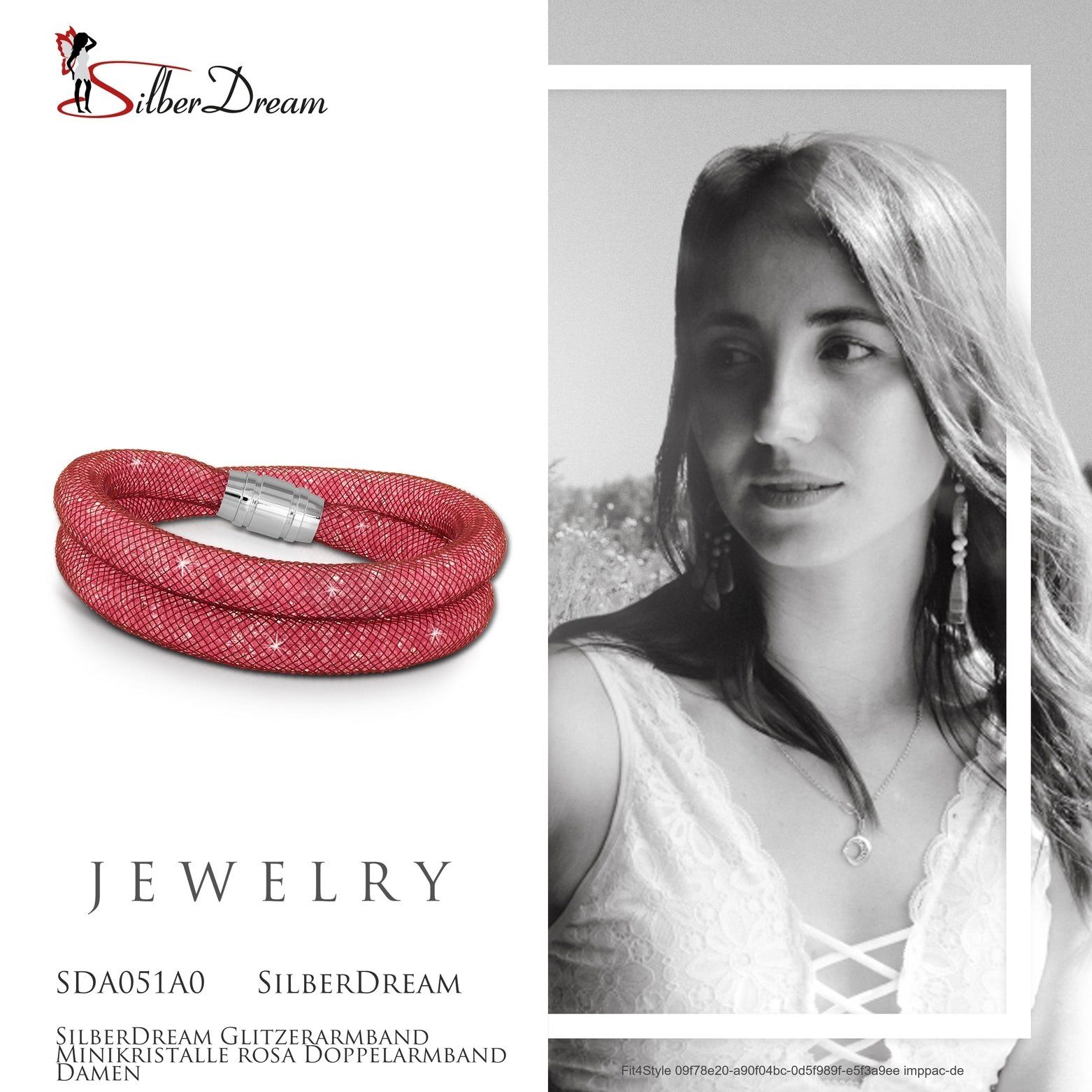 Arm-Schmuck SilberDream SilberDream Farbe: Armband Damenarmband Edelstahlarmband Edelstahl-Verschluss, (Armband), mit rosa rosa Kristalle rot,