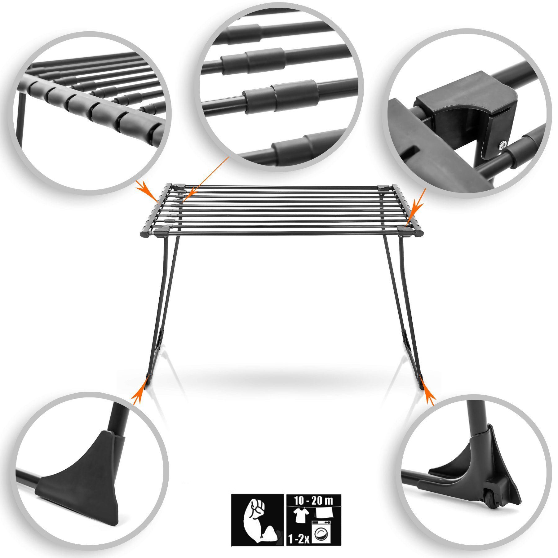 BigDean Wäscheständer Teleskop Bettwäsche Wäscheständer schwarz mit Rollen günstig online kaufen