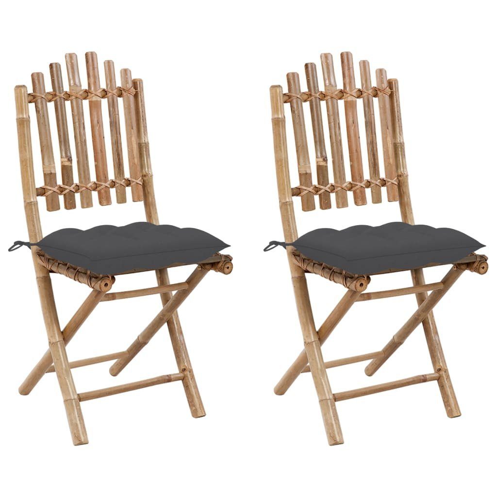 furnicato Gartenstuhl 2er-Set Gartenstühle aus Massivholz 50x42x92 cm mit Anthrazit Kissen (2 St), Wetterbeständige Sitzgruppe, klappbar und mit strapazierfähigen Kissen