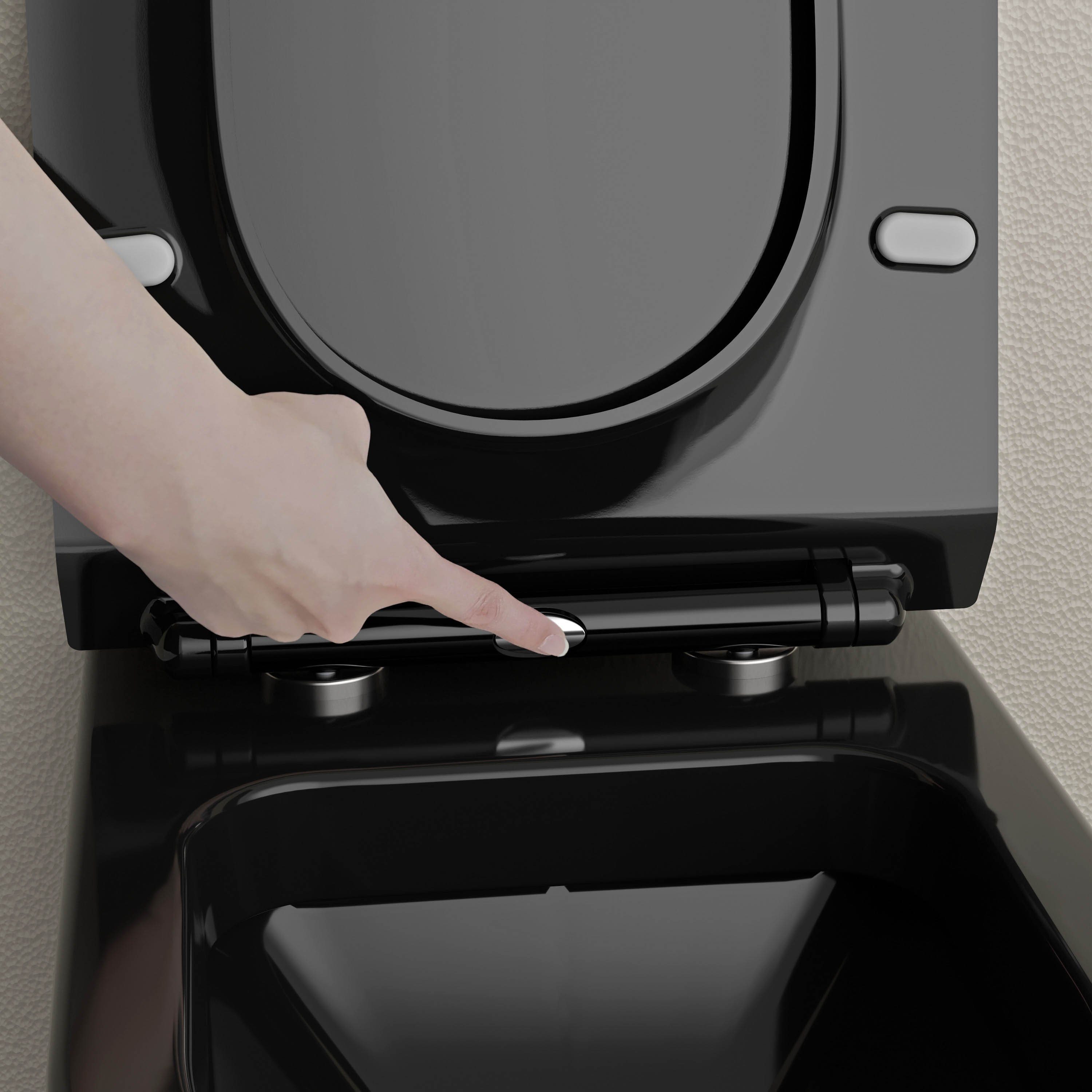 Bernstein WC-Sitz U2019 ultraflach in Schwarz glänzend, ultraflaches Design, Soft-Close und Take-Off – Bild 4 von 5