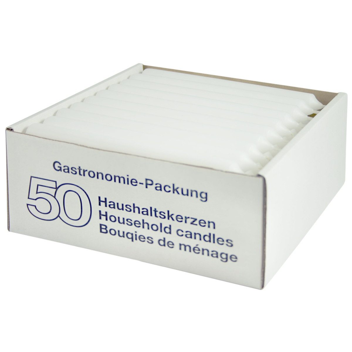 Ebersbacher Kerzenfabrik Tafelkerze Haushaltskerzen weiß 21x195mm 50 Stück