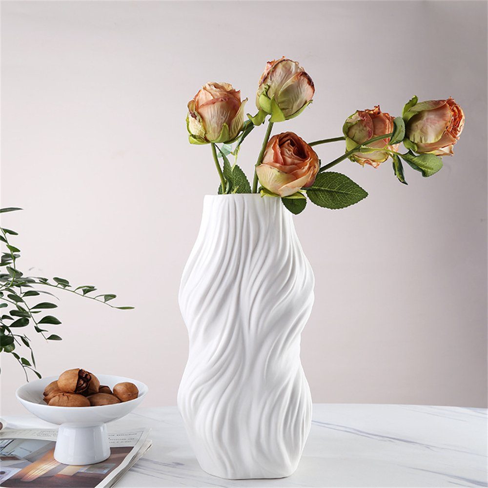Rouemi Dekovase Keramische Vase, Weiße einfache Dekovase, Home Decorative Ornament weiß-A