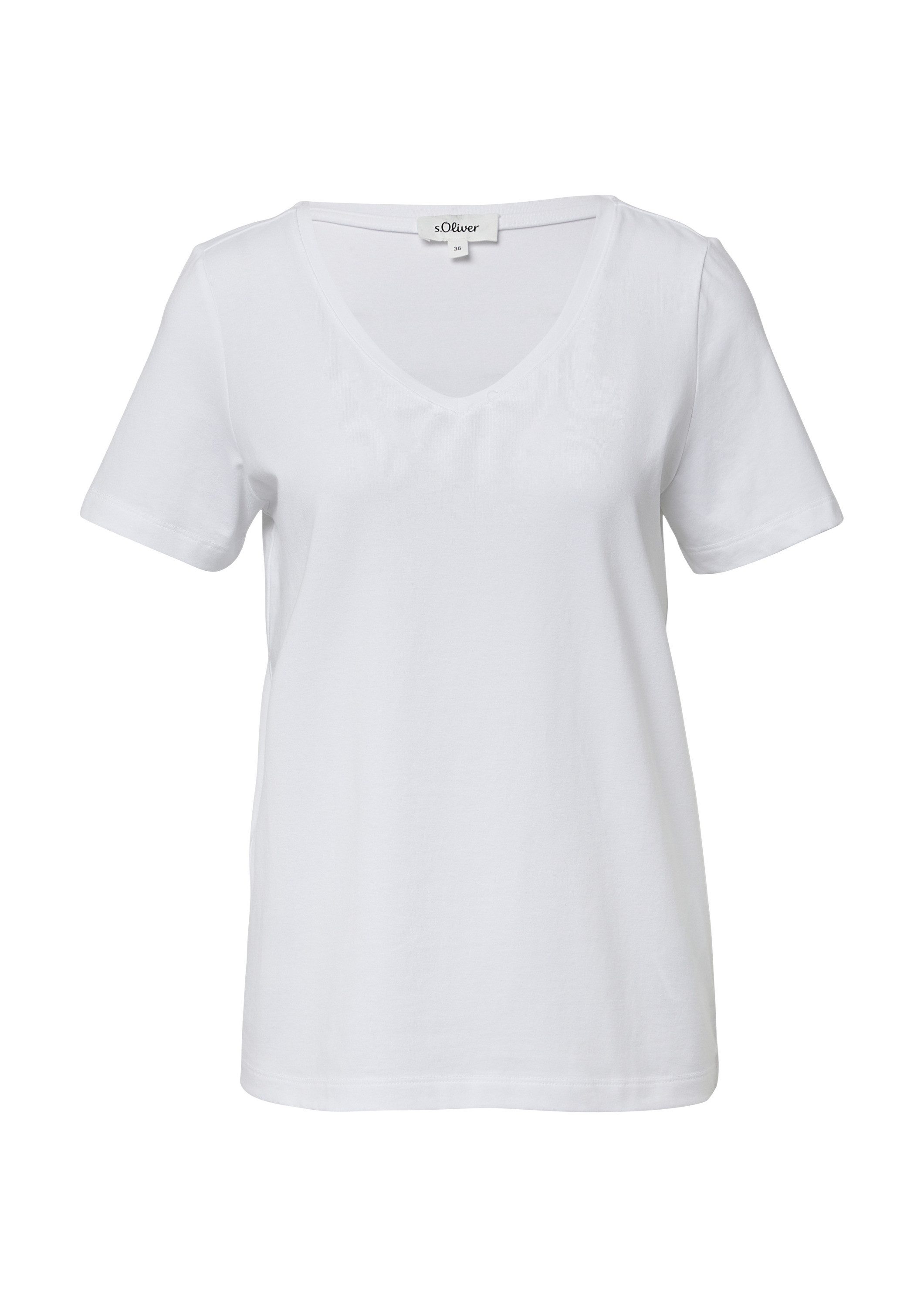 s.Oliver Kurzarmshirt T-Shirt T-Shirt mit V-Ausschnitt