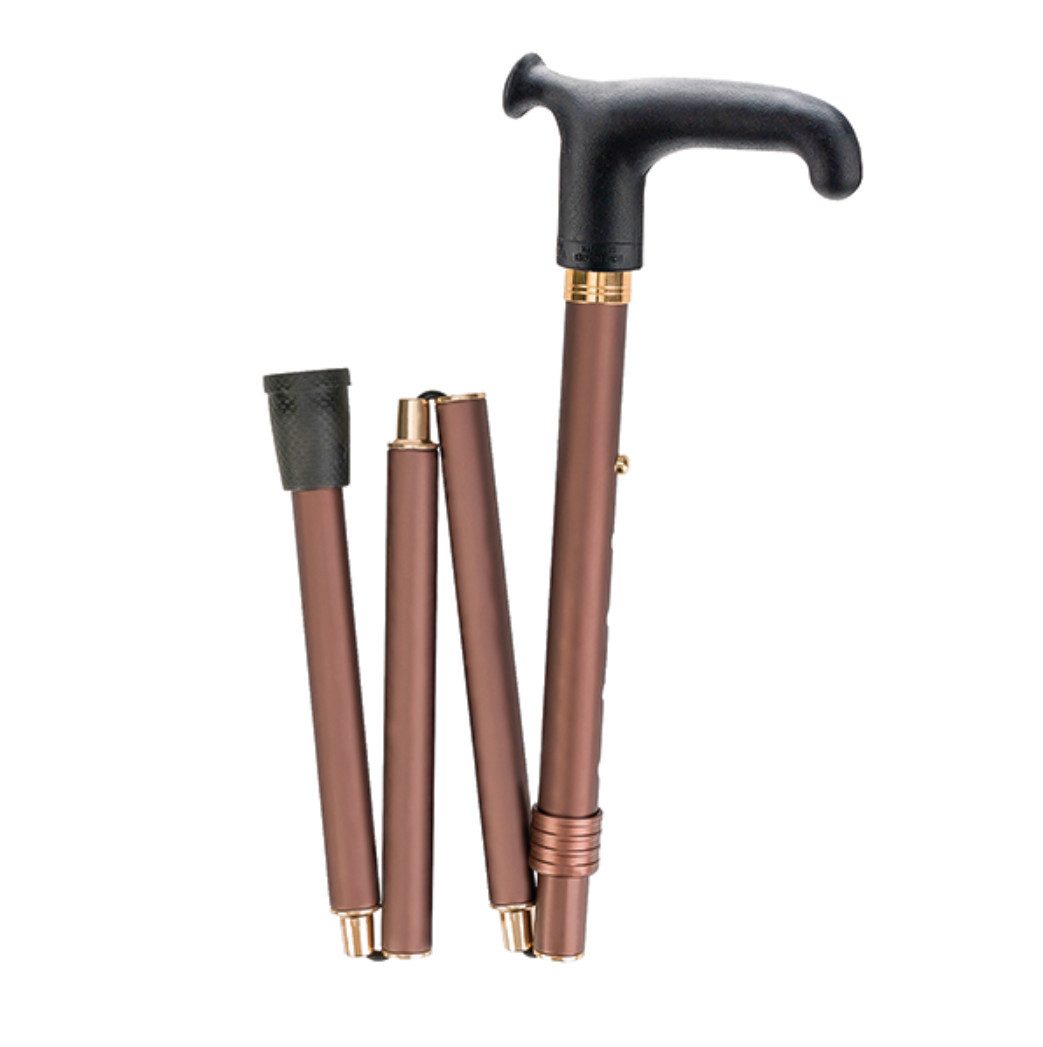 DocMed Gehstock Faltbarer Leichtmetallstock mit Softgriff in schwarz, dreiteilig Stock, 1-tlg., Ideal für Reisen, Höhenverstellbar, Ergonomischer Softgriff