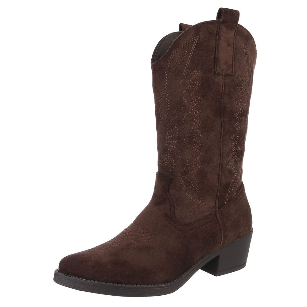Ital-Design Eleganter hoher Stiefel mit Blockabsatz für Damen Westernstiefe günstig online kaufen